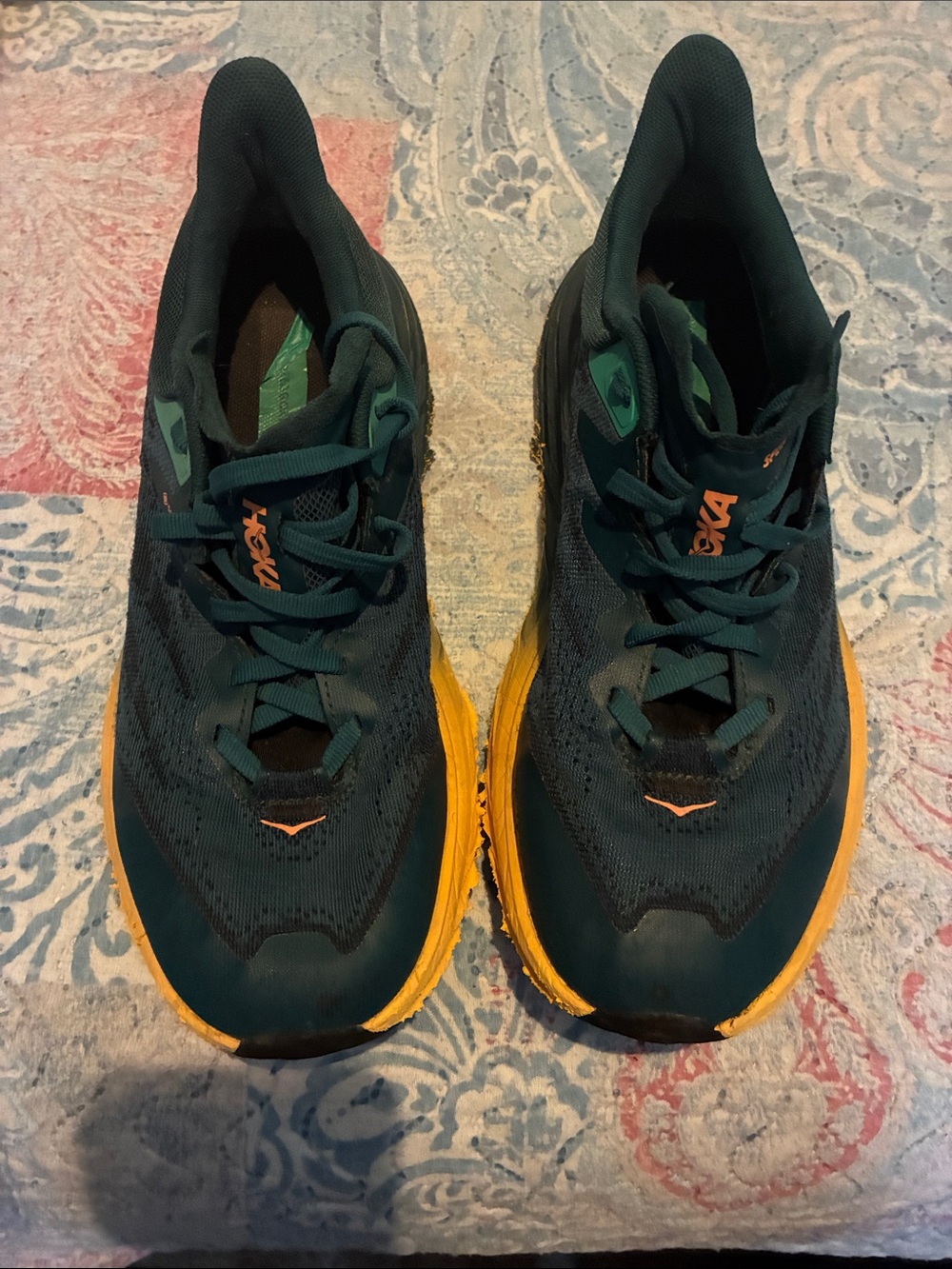 🎉SALE🎉Hoka One One Teal Running Shoes with Orange Accent
